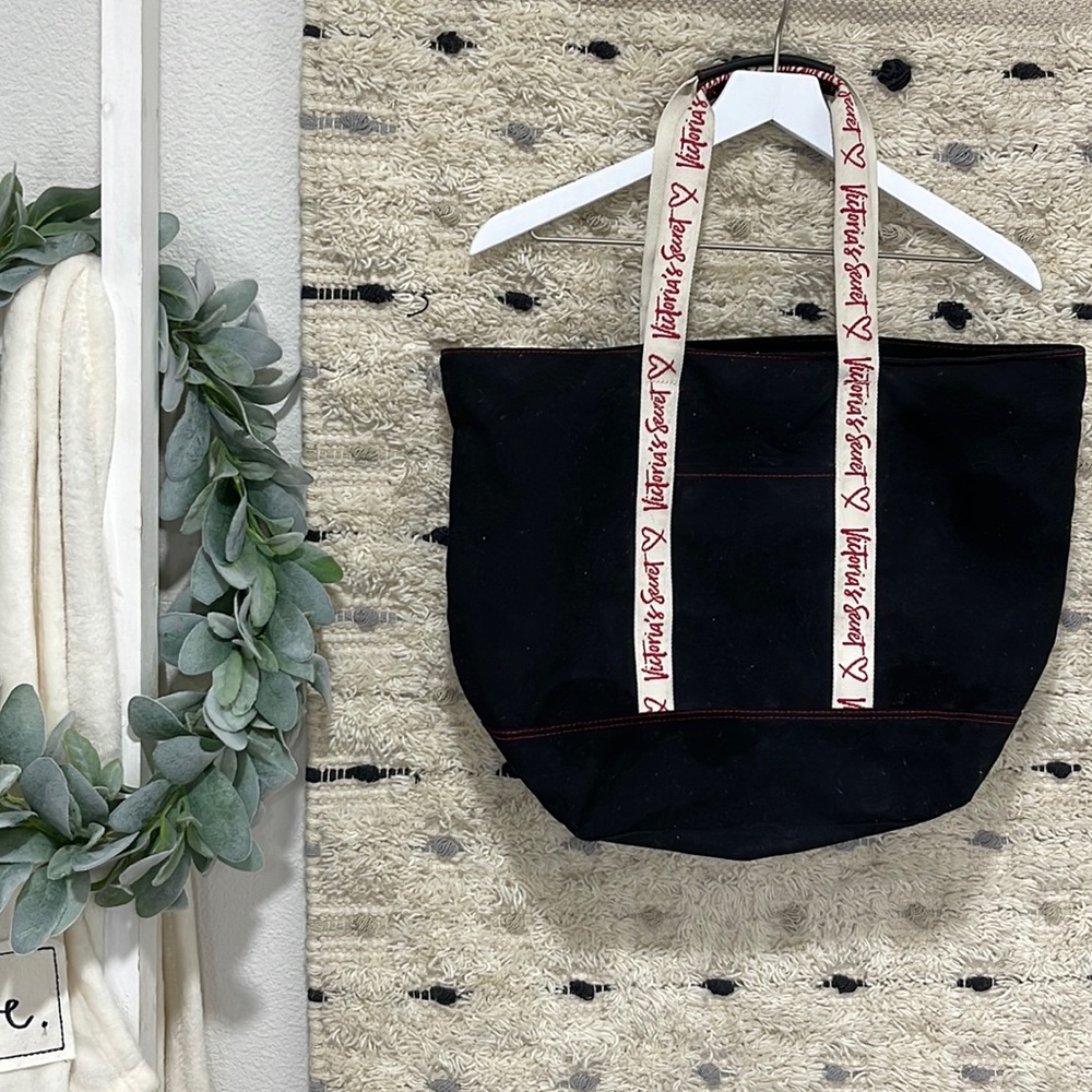 Victoria’s Secret black zipper canvas tote bag